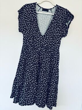 Urban Outfitters Black Mini Dress with White Floral Print
